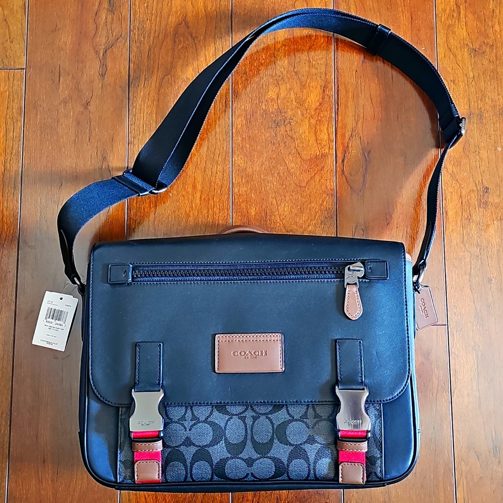 Coach Track Messenger In Colorblock Signature Canvas